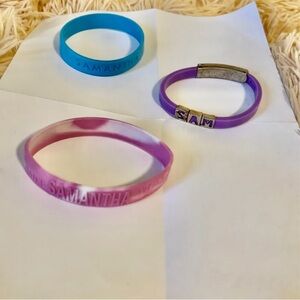 Samantha Sam silicone bracelets set pink blue purple (3) name